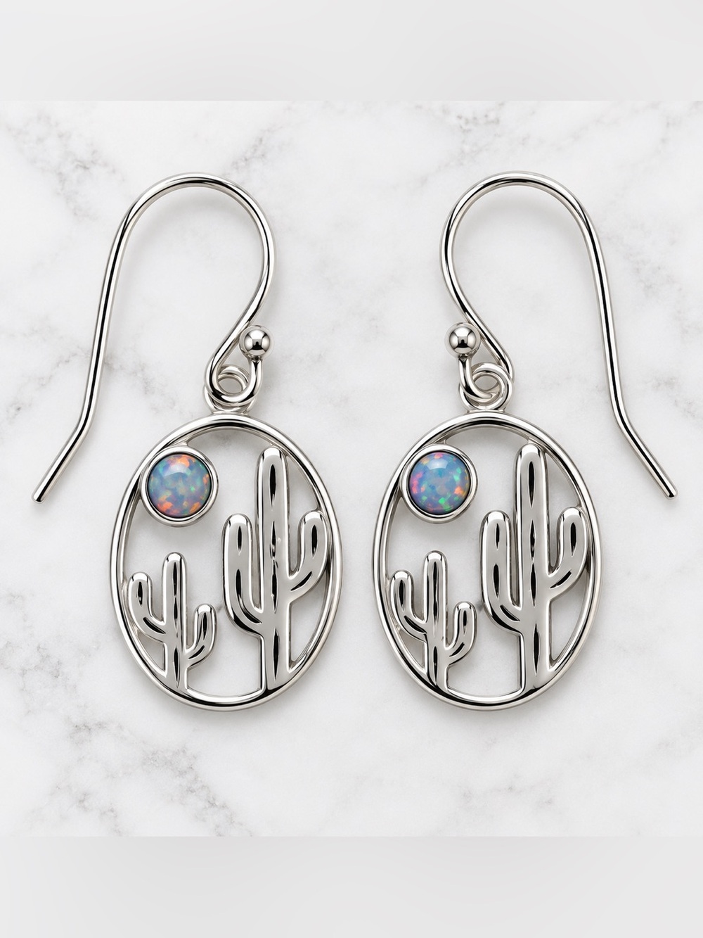 Ethiopian Opal Cactus 925 Sterling Silver Earrings